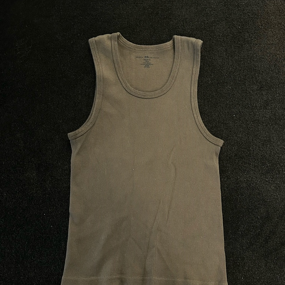 Brandy Melville Ribbed Tank Top in Olive Greenish/brown